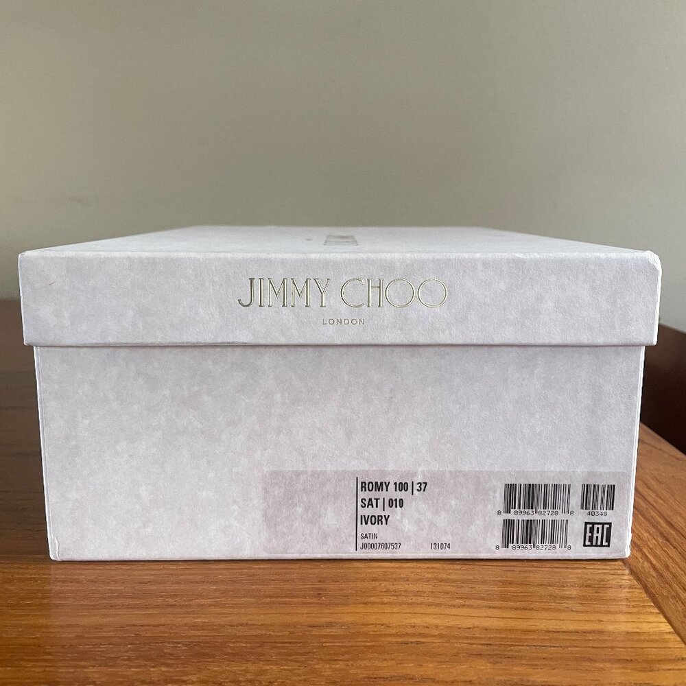 JIMMY CHOO ROMY 100 SATIN IVORY - Picture 2 of 16